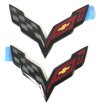 C7 Corvette Painted Cross flags Emblems - Carbon Flash Metallic